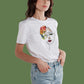camiseta blanca con tejido 100% algodón ecológico y estampados de la esencia México.