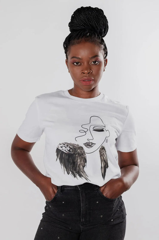 camiseta mujer 100% algodon ecológico con estampado de la esencia escandinavia. Regalo para mujer