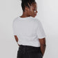 Camiseta de color blanco para mujer 100% algodón ecológico de espaldas