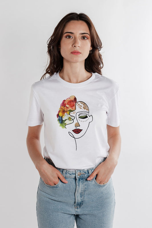 camiseta mujer con estampados de la esencia México. Regalo para mujer. Ideal para regalos originales